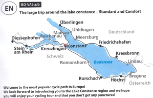 Our route - starting clockwise at the red dot in Konstanz, heading west to Stein am Rhein, then up to Ueberlingen, then to Meersburg, Friedrichshafen, Lindau, Bregenz, Rorschach, ROmanshorn, and returning to Konstanz. 250km in all. 