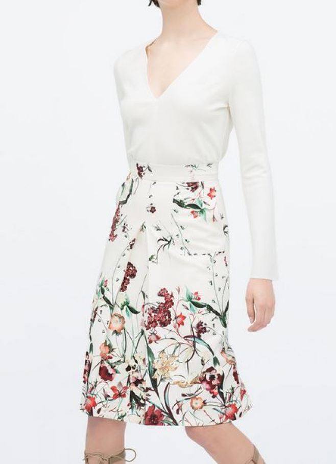 Zara Floral Print Skirt