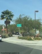 Pedestrians and bikes are supposed to share the sidewalk, although we saw neither in this tony town of La Quinta
