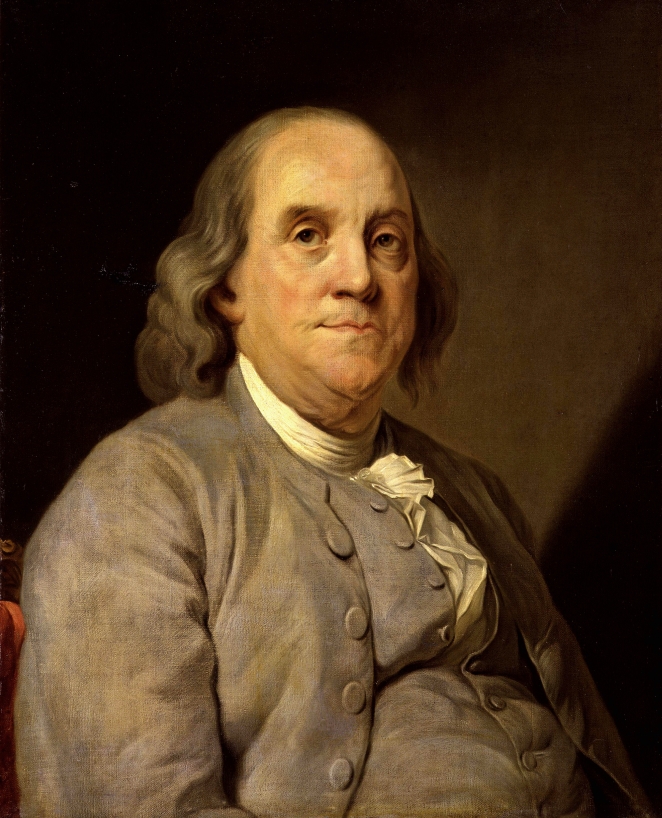 Benjamin Franklin, portrait by Joseph-Siffrein Suplessis, circa 1785. Wikimedia Commons